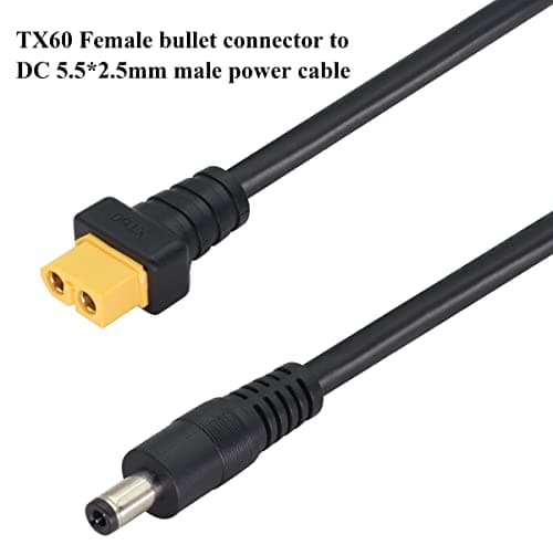 Câble DC 5,5×2,5mm vers XT60 Connecteur Femelle XT60 Bullet vers DC 5,5×2,5mm Câble D'alimentation Mâle pour fer à Souder TS100,Alimentation D'affichage FPV,Drone(DC 2.5mm-M/30cm-2Pack)