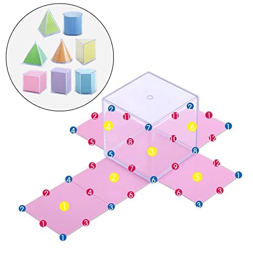 MagiDeal 8Pcs Blocs de Formes Géométriques Transparente, Jouet Forme Mathématiques des Montessori Kit Pédagogique pour Enfant, Tout-Petits