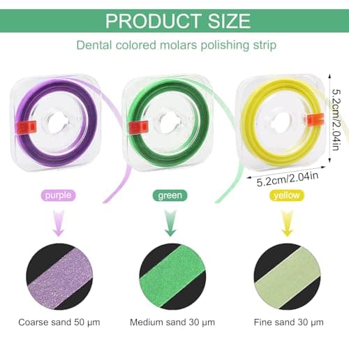 Zimoer Papier abrasif dentaire, 3 bandes de polissage dentaire, taille des grains 20/30/50 μm, papier abrasif pour les espaces interdentaires, outils de ponçage interdentaires pour le polissage des