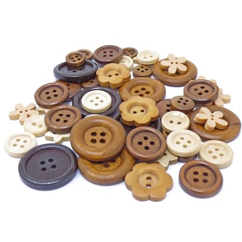 Wedding Touches Lot de 50 boutons en bois naturel shabby chic pour confection de cartes