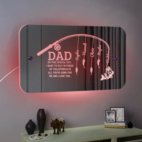 DUOYUN Miroir Personnalisé avec Nom, Miroir Lumineux LED avec Nom Et Photo, DéCoration Murale De Chambre à Coucher, IdéEs Cadeaux pour La FêTe des MèRes/PèRes La Saint-Valentin Un Anniversaire NoëL