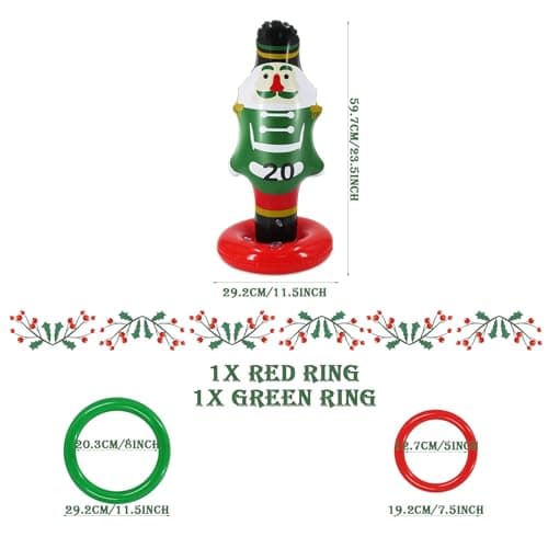 Jeu de Lancer Gonflable, Jeu de Lancer d'anneaux de Noël, avec 2 Anneaux de Lancer pour Vitesse et Agilité Jeux de Pratique, Jeux de Noël Fêtes, Carnaval, Jardin, Jeux de Plein Air