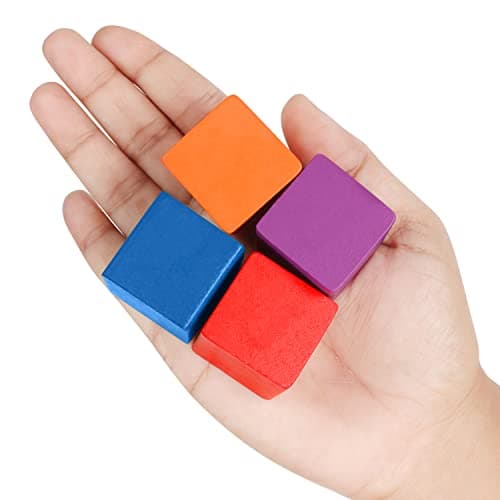 Belle Vous Cube Couleur en Bois (Lot de 100) - 3 x 3 x 3 cm - Bois Cube Carré Naturel de 6 Couleurs - Cube Bois Enfant, Travaux Manuels, Fabrication de Puzzle, Jouets Éducatifs