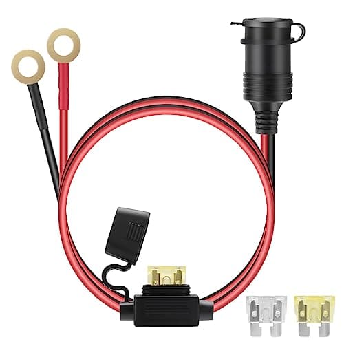 Thlevel 12V Câble d’Extension pour Allume Cigare Socket 14AWG avec Fusible 20A 12V/ 24V DC Adaptateur Chargeur pour Bateau Moto Réfrigérateur Voiture 1 mètre