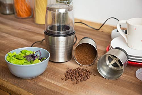 VeoHome Moulin à café et mixeur électrique broyeur pour Grains de café, Graine de Lin et Autres épices - INOX