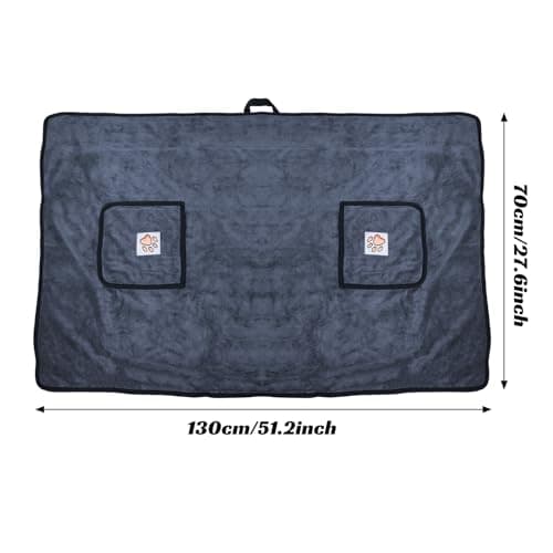 Serviette de Bain pour Chien 130X70cm, Serviette de Séchage en Microfibre pour Petits Moyens et Grande Chiens, Séchage Rapide Serviette avec Poches à Main pour Animaux de Compagnie (Marron)