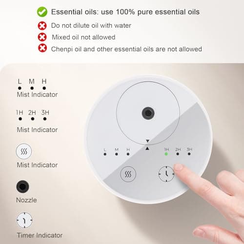 UrbanHomes Diffuseur Huiles Essentielles, Huile Essentielle, Diffuseur Parfum Maison, Huile Essentielle pour diffuseur, Diffuseur Electrique Parfum Maison, avec 3 Modes, Fonction USB Portable, Blanc