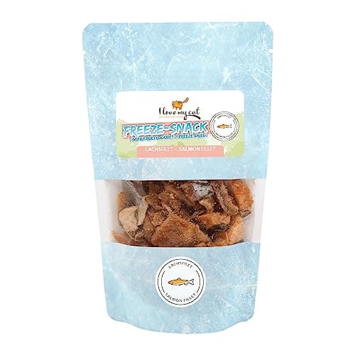 I Love My Cat Freeze-Snack pour Les Chats, des Filets de Saumon (lyophilisés) de 25 g, des friandises saines pour Les Chats, sans additifs artificiels