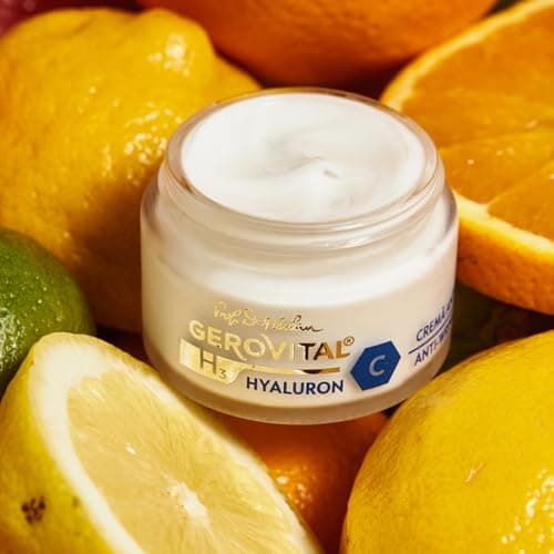 Crème Hydratante Anti-Rides Antioxydante pour Visage de Jour à l'Acide Hyaluronique, Vitamine C et E, 50 ml, Gerovital H3 Hyaluron C