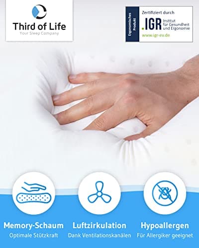 Oreiller Ergonomique HADAR Low Quickdry | pour Dormir sur Le Ventre | Coussin Cervical orthopédique | Mousse Viscoélastique | Housse avec thermorégulation et à séchage Rapide