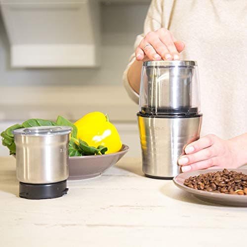 VeoHome Moulin à café et mixeur électrique broyeur pour Grains de café, Graine de Lin et Autres épices - INOX
