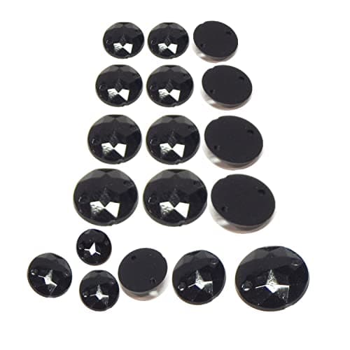 Perlin Lot de 100 strass ronds à coudre - À dos plat - Pour vêtements, loisirs créatifs, vêtements et décoration de sac - 10 mm, Noir