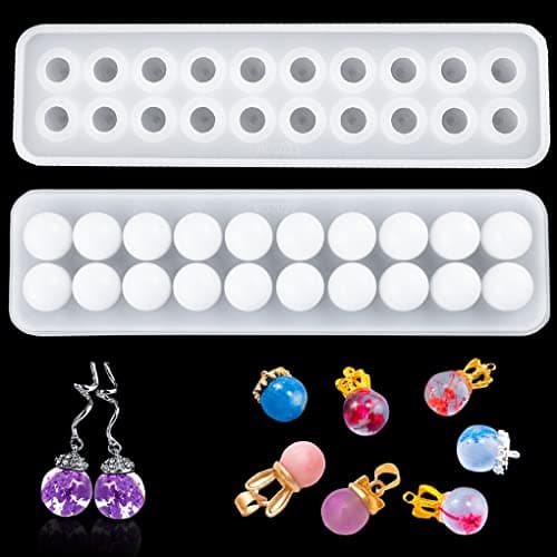 FineInno Moule en Résine Boule, Moule Silicone Sphère Resin Mold, Mould Epoxy de Cristal Ball pour la Fabrication de Bijoux, DIY Pendentif Bracelet Colliers