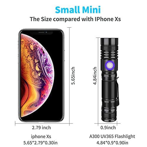 DARKBEAM Lampe Torche UV Lamp Lumière Noire 395nm rechargeable Wood's lampe, Blacklight Ultraviolet Portable Mini Torch LED avec clip, Détecteur d'urine pour animaux, Durcissement de résine, Lot de 2