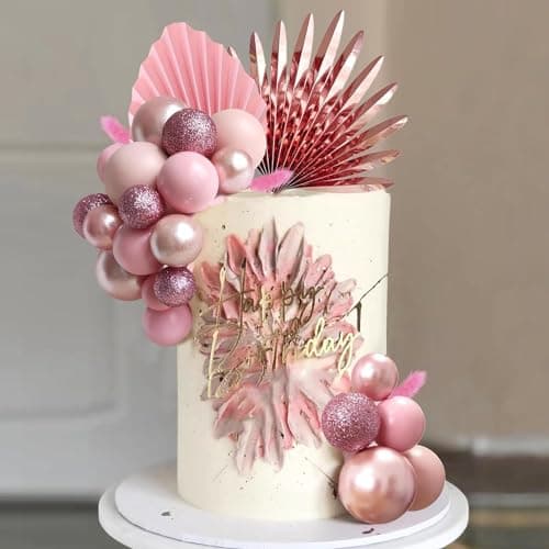 Ptyism 44 Pièces Boule Decoration Gateau,Boules de Décoration de Gâteau丨Décorations de Gâteaux pour Les Anniversaires, La Saint-Valentin, la fête des mères, etc.