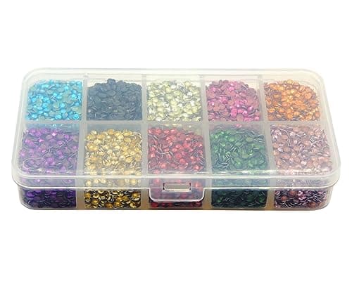 Perlin Hotfix - Lot de 20 000 rivets métalliques - 10 couleurs - Avec boîte de rangement - Rhinestuds Octagon - Thermocollants - À repasser - 2 mm