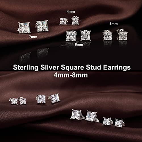 Boucles d'Oreilles Diamant Homme,Boucles d'Oreilles Argent Homme Carré,Boucles d'Oreilles Diamant Carré,Boucles d'Oreilles Zircone Cubique Carré Argent Sterling Boucles Doreille Homme