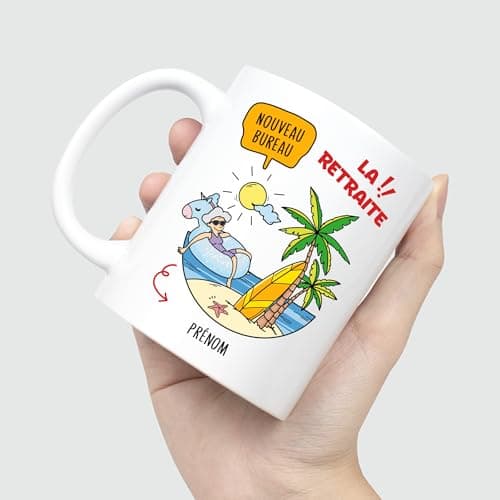 CADEAU PLUS Mug Personnalisé Prénom - La retraite - Cadeau Depart Retraite Humoristique, Cadeau Retraite Femme, Cadeau Retraite Femme Original, Mug Retraite Femme, Tasse Retraite
