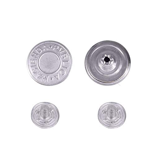 Trimming Shop Lot de 100 boutons de rechange de 19 mm pour jeans, vestes, jupes, argent