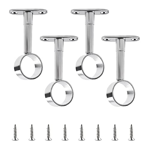 INCREWAY lot de 4 Tuyau de garde-robe réglable en acier inoxydable, diamètre 25 mm, support de levier de placard, support de tige, support de douille