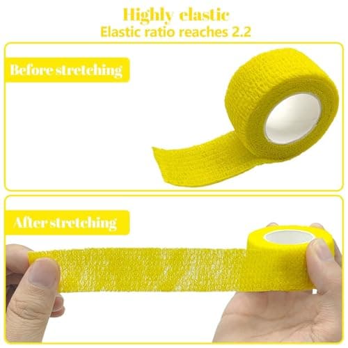 Vordpe 12 Rouleaux de Bandage Auto-Adhésif 2,5 cm x 4,5 m, Bande Sportive, Bandage Cohésif, Bandage de Fixation Élastique, Bandage Adhésif pour Doigts, Poignets, Orteils (Multicolore)