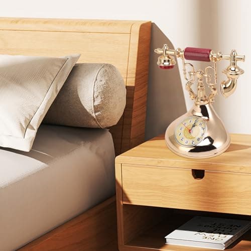 Topyond Réveil Téléphonique Rétro, Réveil Téléphonique Vintage, Réveil Téléphonique Vintage élégant Unique Alimenté par Batterie pour Le Bureau du Café à la Maison(YF020-2) Cadeau Femme