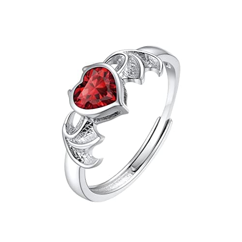 SILVERCUTE Bague Femme Entrelacs Argent 925 avec Pierre de Naissance Janvier - Grenat Coeur Synthéthique