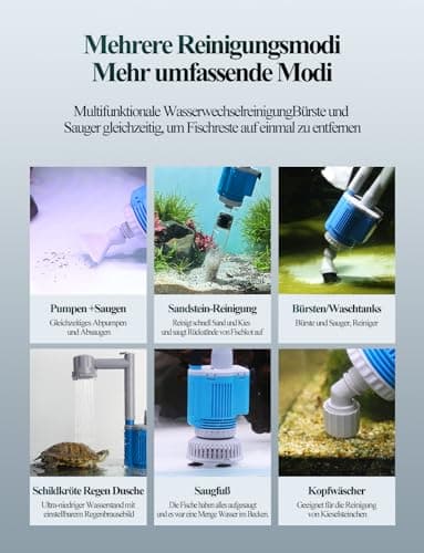 Nettoyeur électrique pour Aquarium, avec changeur d'eau Laveur de Sable Nettoyage des débris Filtre à Eau Douche à Eau débit d'eau 6 en 1 Kit de Nettoyage de Gravier Multifonction (Electric cleaner)