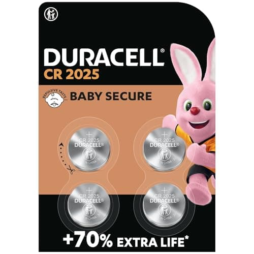 DURACELL 2025 Piles Boutons au lithium 3V (lot de 4) jusqu’à +70 % de longévité - Technologie Sécurité Enfant - Pour clés électroniques, montres de sport et lunettes 3D - Emballage Sécurité Enfant