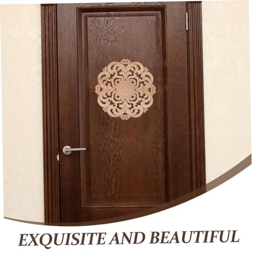 ORFOFE Rosace Sculptée Onlays De Meubles Bois Sculpté Onlay Meubles Applique Fleur Ornlay Applique Bois Non Fini Appliques Applique Non Peint Rond Onlays en Bois Moulure Bois Sculpt