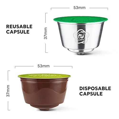 Capsules rechargeables Filtres à dosettes de café réutilisables compatibles avec les brasseurs Dolce Gusto avec cuillère et brosse (Convertisseur de capsules)