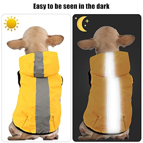 Idepet Imperméable imperméable pour Chien 2 en 1,Combinaison légère pour Animaux de Compagnie Chien à Capuche Poncho de Pluie Respirant à Couverture intégrale pour Petits Chiens de Taille Moyenne