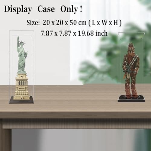 BOOVAX Vitrine pour Lego 21042 75371 - Présentoir Vitrine en Acrylique Transparente pour [Statue-Liberté/Chewbacca] - 20x20x50cm