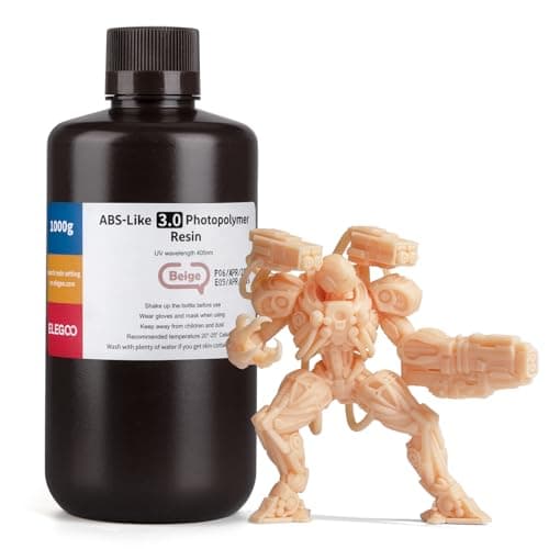 ELEGOO Résine ABS Like 3.0, Beige 1000g, Résine d'Imprimante 3D Photopolymérisation UV 405 nm pour Impression 3D LCD/DLP, avec Résistance et Ténacité Améliorées, Haute Précision, Faible Viscosité