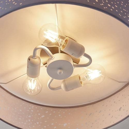 Lindby Plafonnier Tissu Umma à intensité variable (Moderne) en Gris Textile e. a. pour Salon & Salle manger (à 3 lampes, E27), Luminaire Plafonnier, Lampe Plafond, Eclerage Eclairage