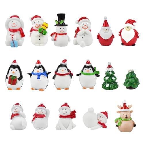 LPAMABA 17 PCS Figurines de Décoration de Noël Figurine Noël Miniature Figurine Noel Resine Noël Miniature Ornament Kits Noel Miniature Ornament Sapin Décoration de Noël Miniature