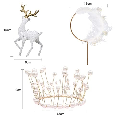 Décoration de gâteau de renne Doyomtoy - Décoration de gâteau - Décoration de gâteau en cristal - Couronne - Ailes d'ange - Décoration pour Noël - Décoration de fête