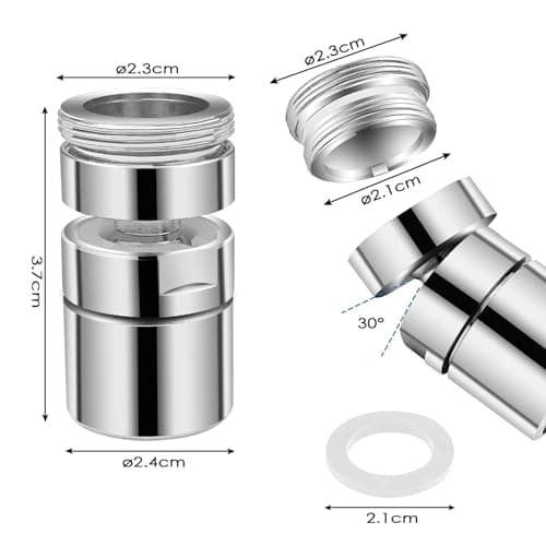 Baxcdyswe 2 Pièces Mousseur Robinet Economie Eau, 360° Pivotant Embout Robinet Cuisine, Embout Robinet Salle de Bain, Embout Mitigeur Cuisine Douchette, Adaptateur Robinet Cuisine Extension
