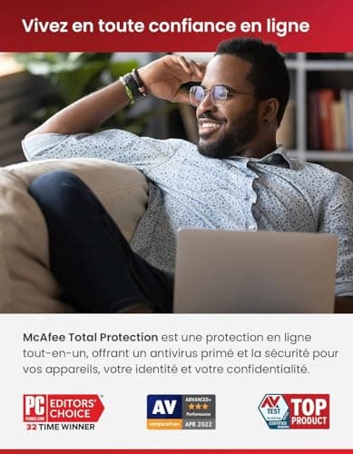 McAfee Total Protection 2024 Exclusivité Amazon, 3 appareils|Antivirus, VPN, gestion des mots de passe, sécurité mobile et Internet|PC/Mac/iOS/Android|Abonnement 15 mois|Code d'activation par email