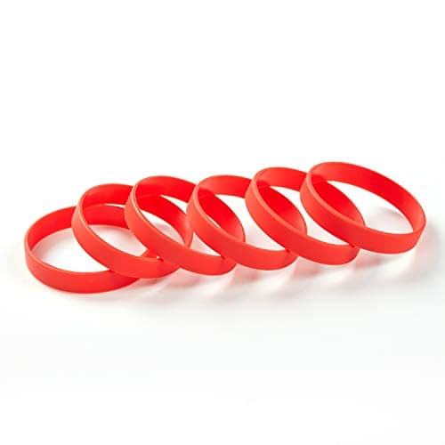 Lot de 6 bracelets en caoutchouc vierges en silicone de couleur unique