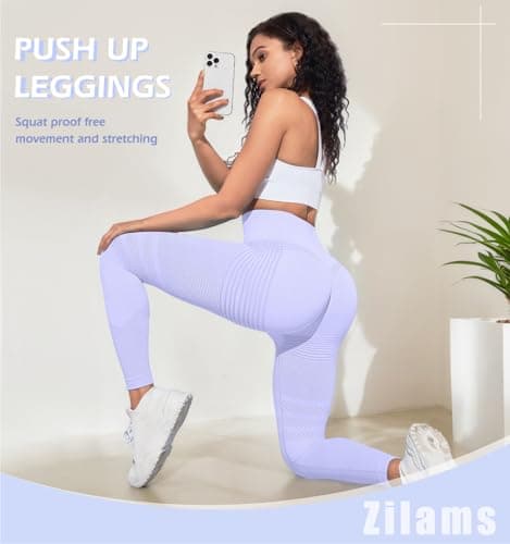 Zilams Legging Sport Femme Taille Haute Pantalon Femme Push Up Opaque Yoga Fitness Gym Pilates Entraînement Pants