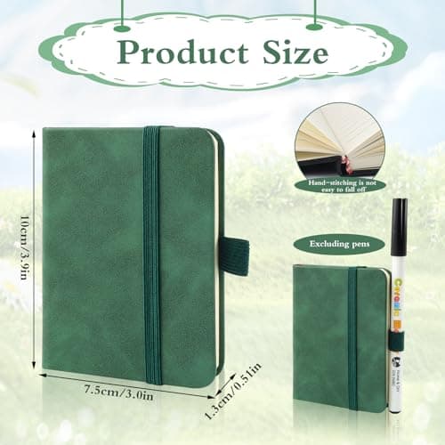 Carnet de Notes de Poche A7 Mini Bloc Notes de Poche Petit Carnet de Notes de Poche 7,5 x 11 cm Cuir PU Carnet de Poche avec Marque-Page et Bande de Fermeture Élastique pour École Bureau Restaurant