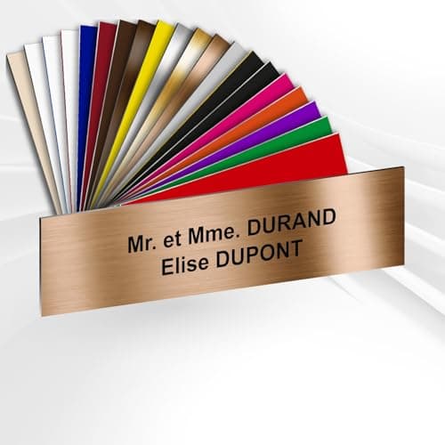 Plaque de Boîte Aux Lettres Personnalisée Adhésive PVC – 10 x 2,5 cm – Gravure Laser – 20 Couleurs Disponibles (Or Antique Métallisé)