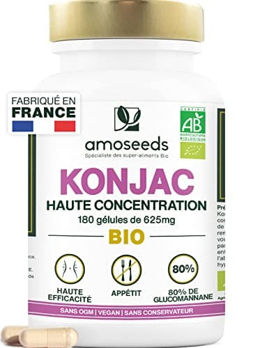 Konjac BIO Extra Fort | 3000mg Glucomannane | 180 Gélules Vegan | Aide au contrôle du poids dans le cadre d’un régime hypocalorique | Qualité Supérieure