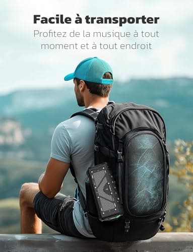 RIENOK S11 Enceinte Portable Bluetooth aux Basses Renforcées, 3 Modes d'Égaliseur, Mode USB, Bluetooth 5.3, 30W Enceinte Puissante, IPX7, TF Carte, Soirées Plage, Randonnées, Voyage, Noir