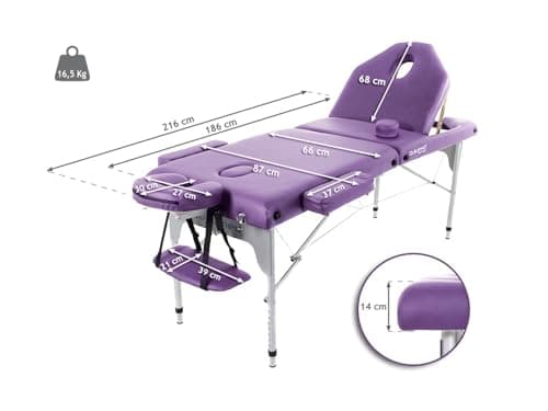 QUIRUMED Table Pliante de Massage en Aluminium 186 x 66 cm tapissée 14 cm Bleu