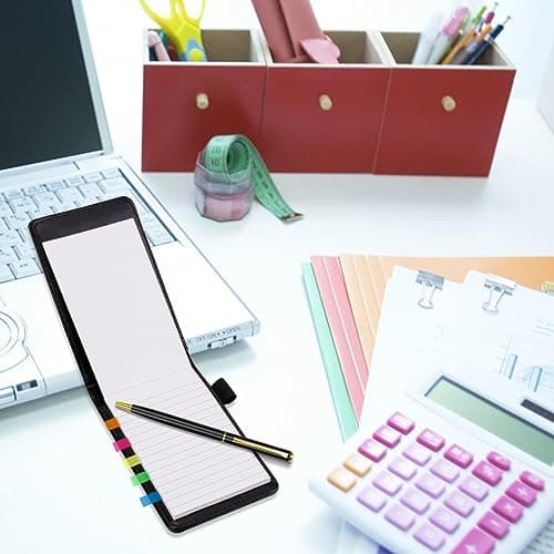 SHAIDOJIO 11PCS Bloc Notes de Poche A7, Noir PU Cuir Petit Carnet de Notes de Poche avec 50 Feuilles Lignées, Mini Carnet Notes avec 8 Bloc-Notes de Remplacement 1 Stylo Métallique et 100 Index Tag