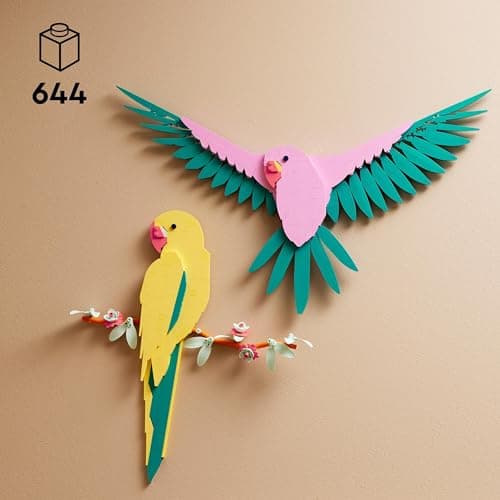 LEGO Art La Collection Faune – Les Perroquets Ara, Décoration Murale de Motif d'Oiseau, avec Image de Perroquet, Activité Manuelle pour Adultes, Cadeau pour Femmes, Hommes, Elle et Lui 31211