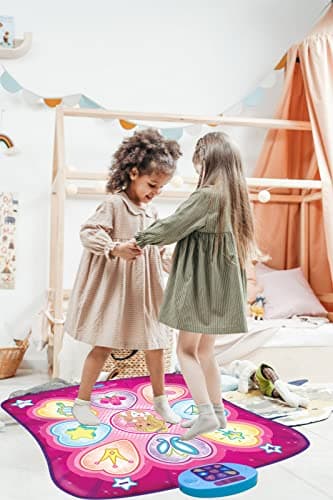 SUNLIN Tapis de Danse - Jeu de Danse Cadeau pour Enfants Filles - Tapis de Danse avec Lumières LED, Volume réglable, Musique intégrée, 3 Niveaux de Défi (3-12 Ans)