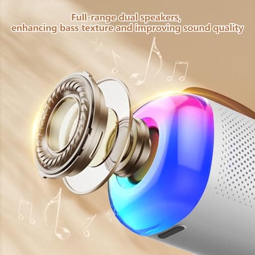 Micro Karaoke Enfant avec 2 Microphones, Mini Karaoke Machine Portable sans Fil, Convient aux Enfants et Aux Adultes, avec des Lumières LED et des Effets de Changement de Voix, Un Cadeau pour Les Fill